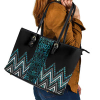 Paua Shell Aotearoa Mangopare Kowhaiwhai and Niho Taniwha Leather Tote Bag Maori New Zealand