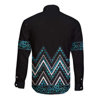 Paua Shell Aotearoa Mangopare Kowhaiwhai and Niho Taniwha Long Sleeve Button Shirt Maori New Zealand