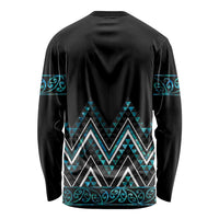 Paua Shell Aotearoa Mangopare Kowhaiwhai and Niho Taniwha Long Sleeve Shirt Maori New Zealand