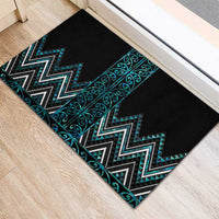 Paua Shell Aotearoa Mangopare Kowhaiwhai and Niho Taniwha Rubber Doormat Maori New Zealand