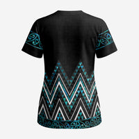 Paua Shell Aotearoa Mangopare Kowhaiwhai and Niho Taniwha Scrub Top Maori New Zealand - Polynesian Pride