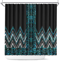Paua Shell Aotearoa Mangopare Kowhaiwhai and Niho Taniwha Shower Curtain Maori New Zealand