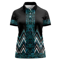 Paua Shell Aotearoa Mangopare Kowhaiwhai and Niho Taniwha Women Polo Shirt Maori New Zealand