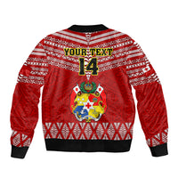 Custom Tonga Rugby Bomber Jacket 2023 World Cup Tongan Kupesi Ngatu Pattern LT14 - Polynesian Pride