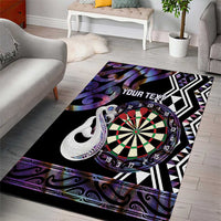 Personalised New Zealand Darts Area Rug Ngutukaka Manaia Taniko Luxury Purple - Polynesian Pride
