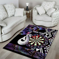 Personalised New Zealand Darts Area Rug Ngutukaka Manaia Taniko Luxury Purple - Polynesian Pride