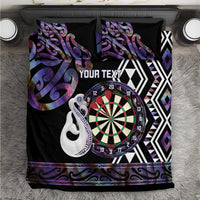 Personalised New Zealand Darts Bedding Set Ngutukaka Manaia Taniko Luxury Purple - Polynesian Pride