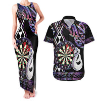 Personalised New Zealand Darts Couples Matching Tank Maxi Dress and Hawaiian Shirt Ngutukaka Manaia Taniko Luxury Purple - Polynesian Pride
