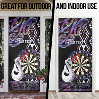 Personalised New Zealand Darts Door Cover Ngutukaka Manaia Taniko Luxury Purple - Polynesian Pride