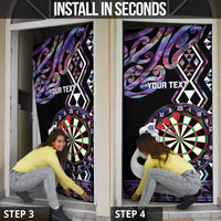 Personalised New Zealand Darts Door Cover Ngutukaka Manaia Taniko Luxury Purple - Polynesian Pride