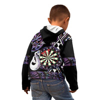Personalised New Zealand Darts Kid Hoodie Ngutukaka Manaia Taniko Luxury Purple - Polynesian Pride