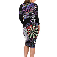 Personalised New Zealand Darts Long Sleeve Bodycon Dress Ngutukaka Manaia Taniko Luxury Purple - Polynesian Pride