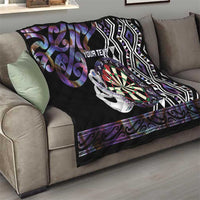 Personalised New Zealand Darts Quilt Ngutukaka Manaia Taniko Luxury Purple - Polynesian Pride