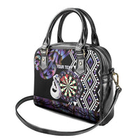 Personalised New Zealand Darts Shoulder Handbag Ngutukaka Manaia Taniko Luxury Purple - Polynesian Pride