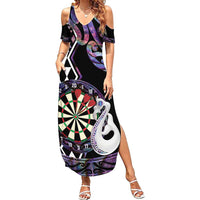 Personalised New Zealand Darts Summer Maxi Dress Ngutukaka Manaia Taniko Luxury Purple - Polynesian Pride