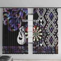 Personalised New Zealand Darts Window Curtain Ngutukaka Manaia Taniko Luxury Purple LT14 With Hooks Purple - Polynesian Pride