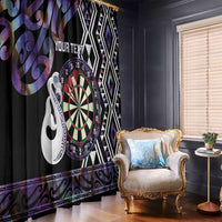 Personalised New Zealand Darts Window Curtain Ngutukaka Manaia Taniko Luxury Purple LT14 - Polynesian Pride