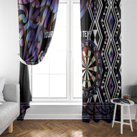 Personalised New Zealand Darts Window Curtain Ngutukaka Manaia Taniko Luxury Purple LT14 - Polynesian Pride