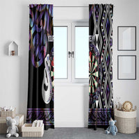 Personalised New Zealand Darts Window Curtain Ngutukaka Manaia Taniko Luxury Purple LT14 - Polynesian Pride