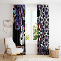 Personalised New Zealand Darts Window Curtain Ngutukaka Manaia Taniko Luxury Purple LT14 - Polynesian Pride