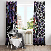 Personalised New Zealand Darts Window Curtain Ngutukaka Manaia Taniko Luxury Purple LT14 - Polynesian Pride