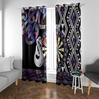 Personalised New Zealand Darts Window Curtain Ngutukaka Manaia Taniko Luxury Purple LT14 With Grommets Purple - Polynesian Pride