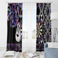 Personalised New Zealand Darts Window Curtain Ngutukaka Manaia Taniko Luxury Purple LT14 - Polynesian Pride