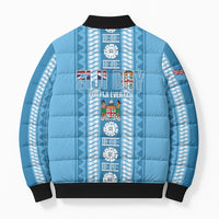 Fiji Day 1970 Bomber Puffer Jacket For Fiji Ever Fiji Tapa Pattern Blue LT14 - Polynesian Pride