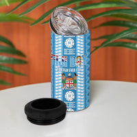 Fiji Day 1970 4 in 1 Can Cooler Tumbler For Fiji Ever Fiji Tapa Pattern Blue LT14 - Polynesian Pride