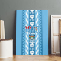 Fiji Day 1970 Canvas Wall Art For Fiji Ever Fiji Tapa Pattern Blue LT14 - Polynesian Pride