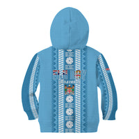 Fiji Day 1970 Kid Hoodie For Fiji Ever Fiji Tapa Pattern Blue LT14 - Polynesian Pride