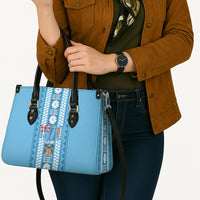 Fiji Day 1970 Leather Bag For Fiji Ever Fiji Tapa Pattern Blue LT14 - Polynesian Pride