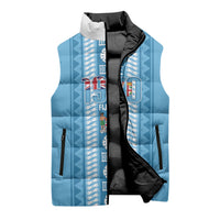 Fiji Day 1970 Sleeveless Puffer Jacket For Fiji Ever Fiji Tapa Pattern Blue LT14 - Polynesian Pride