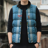 Fiji Day 1970 Sleeveless Puffer Jacket For Fiji Ever Fiji Tapa Pattern Blue LT14 - Polynesian Pride
