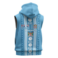 Fiji Day 1970 Sleeveless Zip Hoodie For Fiji Ever Fiji Tapa Pattern Blue LT14 - Polynesian Pride