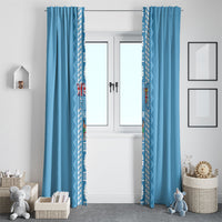 Fiji Day 1970 Window Curtain For Fiji Ever Fiji Tapa Pattern Blue LT14 - Polynesian Pride