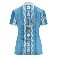 Fiji Day 1970 Women Polo Shirt For Fiji Ever Fiji Tapa Pattern Blue LT14 - Polynesian Pride