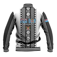 Fiji Day 1970 Baseball Jacket For Fiji Ever Fiji Tapa Pattern White LT14 - Polynesian Pride