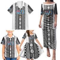 Fiji Day 1970 Family Matching Puletasi and Hawaiian Shirt For Fiji Ever Fiji Tapa Pattern White LT14 - Polynesian Pride