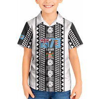 Fiji Day 1970 Kid Hawaiian Shirt For Fiji Ever Fiji Tapa Pattern White LT14 Kid White - Polynesian Pride