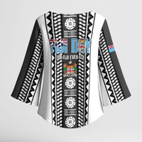 Fiji Day 1970 Kimono Sleeve Blouse For Fiji Ever Fiji Tapa Pattern White LT14 - Polynesian Pride
