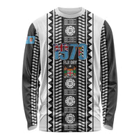 Fiji Day 1970 Long Sleeve Shirt For Fiji Ever Fiji Tapa Pattern White LT14 Unisex White - Polynesian Pride