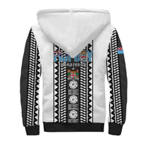 Fiji Day 1970 Sherpa Hoodie For Fiji Ever Fiji Tapa Pattern White LT14 - Polynesian Pride