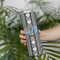 Fiji Day 1970 Skinny Tumbler For Fiji Ever Fiji Tapa Pattern White LT14 - Polynesian Pride
