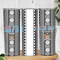 Fiji Day 1970 Skinny Tumbler For Fiji Ever Fiji Tapa Pattern White LT14 - Polynesian Pride