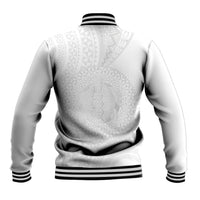 Tonga White Sunday Baseball Jacket Fakame Tongan Ngatu Turtle LT14 - Polynesian Pride