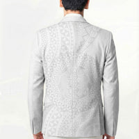 Tonga White Sunday Blazer Fakame Tongan Ngatu Turtle LT14 - Polynesian Pride