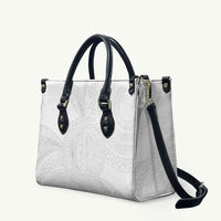 Tonga White Sunday Leather Bag Fakame Tongan Ngatu Turtle LT14 White - Polynesian Pride