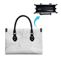 Tonga White Sunday Leather Bag Fakame Tongan Ngatu Turtle LT14 - Polynesian Pride