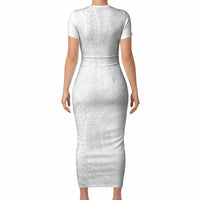 Tonga White Sunday Short Sleeve Bodycon Dress Fakame Tongan Ngatu Turtle LT14 - Polynesian Pride
